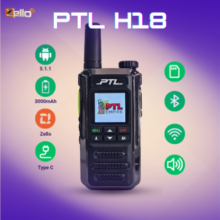 PTL H18 Slim Zello Bluetooth Wifi Audio Plastik Elektronik Amplifier Portabel Kad Sim Peranti Radio Set Walkie Talkie 5.1.1 3000mAh Type C Bateri Wireless
