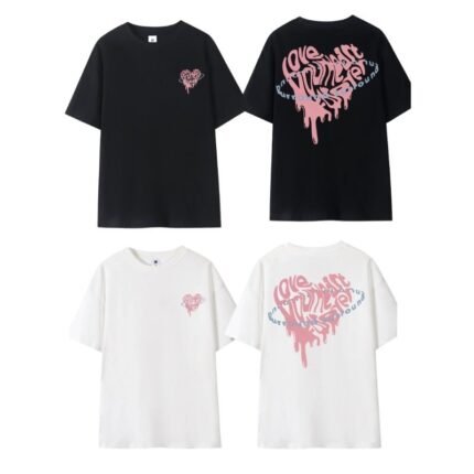 Graffiti Heart Pink Print T-shirt