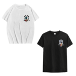 Men’s Black Cotton T-Shirt – Cartoon NY Chest Print