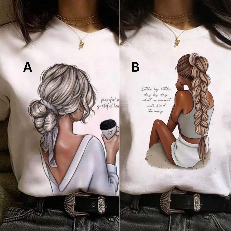 31-1.jpg Coffee Girl Printed T-shirt - Image 1