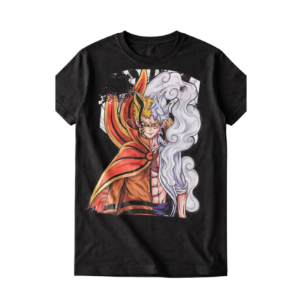 Anime Half Power Warrior Graphic T-Shirt – Unisex Cotton Tee (Black)