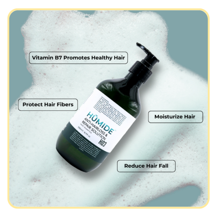 HUMIDE Anti-Hair Loss & Repair Solution Shampoo | Strengthens & Restores Damaged Hair (500 ml) - Image 3