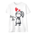 Couple Love Graphic T-Shirt – “Love U” & “Love U Too” Matching Tee (White) - Image 2