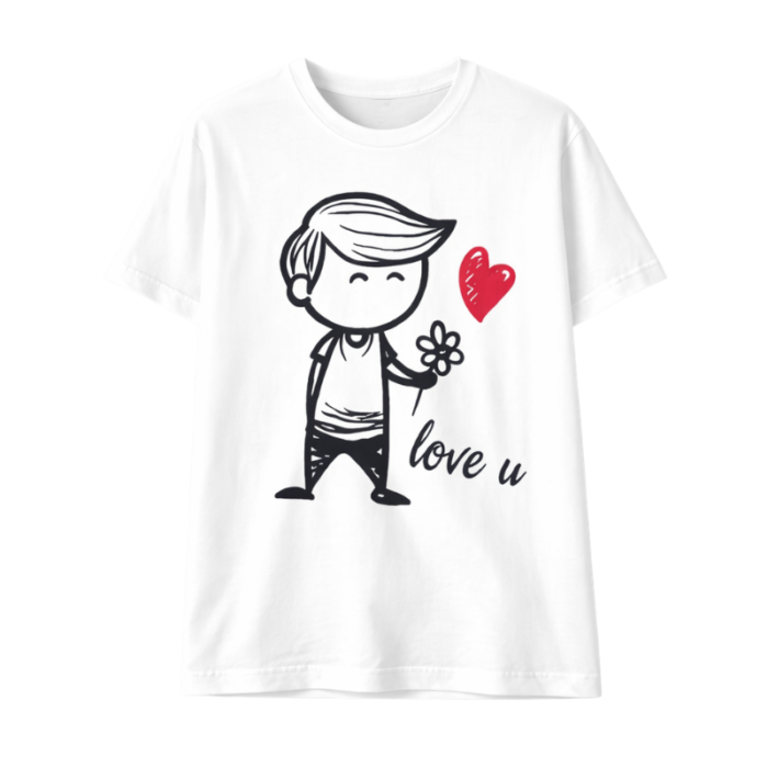 Couple Love Graphic T-Shirt – “Love U” & “Love U Too” Matching Tee (White) - Image 3