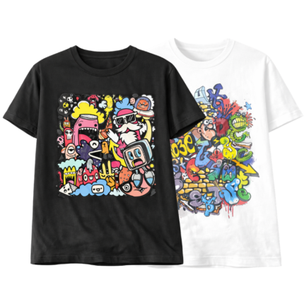 Unisex Cartoon Doodle Graphic T-Shirt