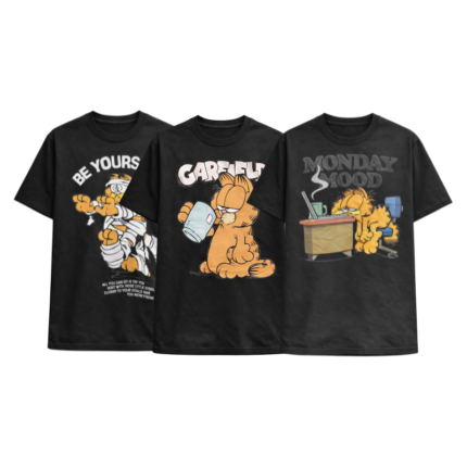 Black Garfield & Typography T-Shirt Collection