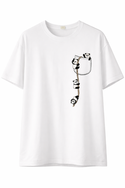 Cute Panda Pocket Graphic T-Shirt (Unisex)