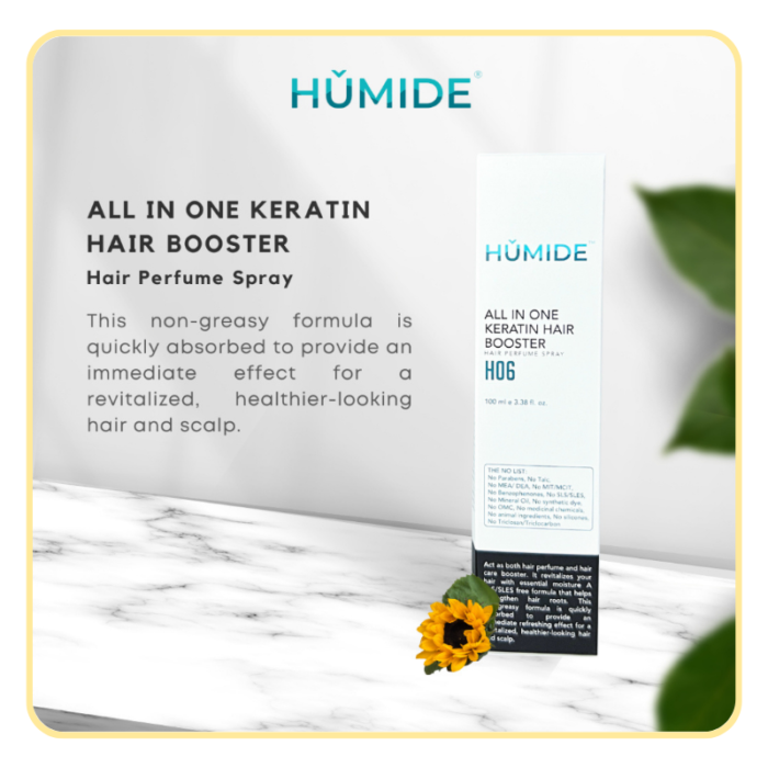 HUMIDE All-in-One Keratin Hair Booster Hair Perfume Spray | 3-in-1 Repair, Moisture & Shine (100 ml) - Image 4