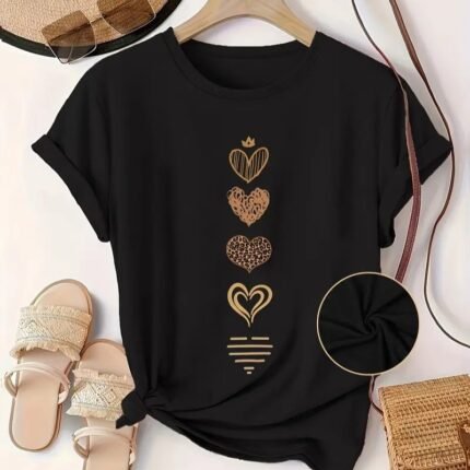 Leopard Heart Print T-shirt