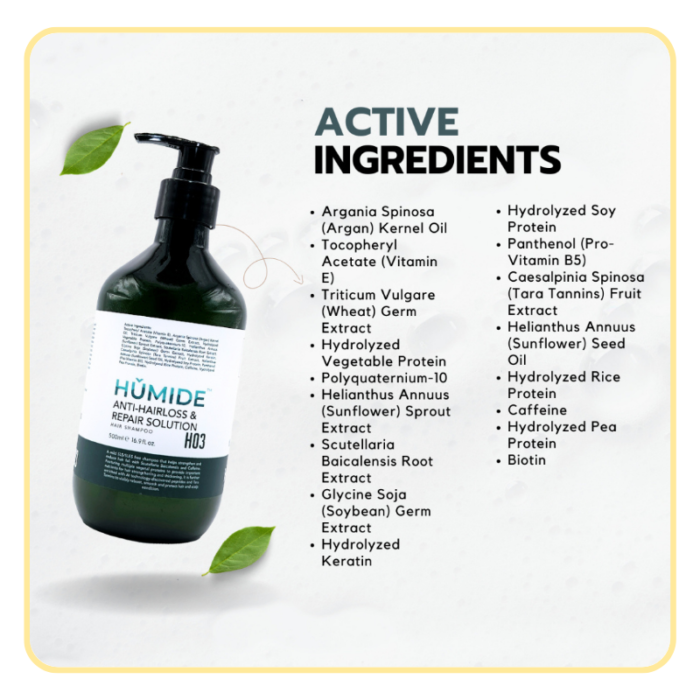 HUMIDE Anti-Hair Loss & Repair Solution Shampoo | Strengthens & Restores Damaged Hair (500 ml) - Image 4