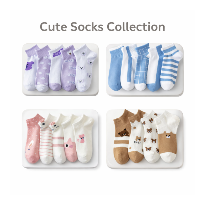 Product-29.png Cute Pastel Ankle Socks (5 Pairs / Set) - Image 1