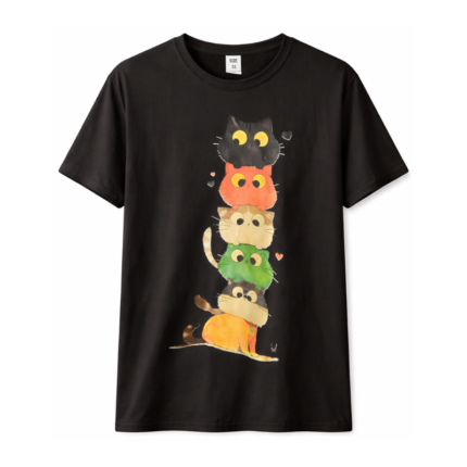 Unisex Cute Cat Graphic T-Shirt (Cartoon Print Tee)