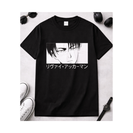 Anime Levi Ackerman T-Shirt | Attack Titan Graphic Tee | Unisex Cotton Streetwear Shirt | Oversize Casual Tee