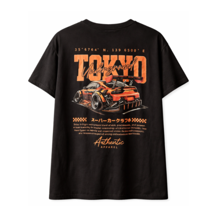 Unisex Tokyo Underground Car Graphic T-Shirt (Streetwear Back Print Tee)